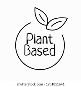 Icono de contorno basado en planta. Comida vegana. Comida ecológica. Logo en línea. Etiqueta ecológica 