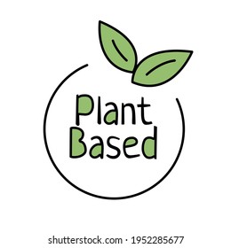 Plant based outline icon. Vegan food. Ecology friendly food. Logo in line style. Eco label 