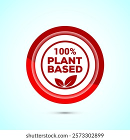 Plant based product icon design illustration. plant based food, natural ingredients. Red color button design