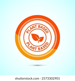 Plant based product icon design illustration. plant based food, natural ingredients. Orange color button design