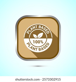 Plant based product icon design illustration. plant based food, natural ingredients. Gold shadow button design