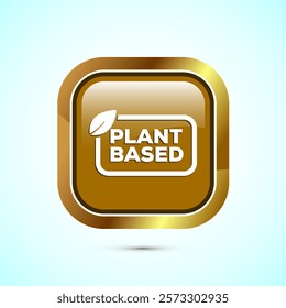 Plant based product icon design illustration. plant based food, natural ingredients. Gold color square button design