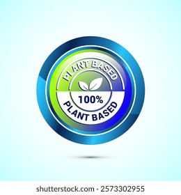 Plant based product icon design illustration. plant based food, natural ingredients. Glossy round button design