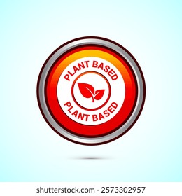 Plant based product icon design illustration. plant based food, natural ingredients. Orange color round button design