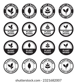 Plant based product label, icon, logo, sign. Vegan, vegetarian food representation.  vector illustration.