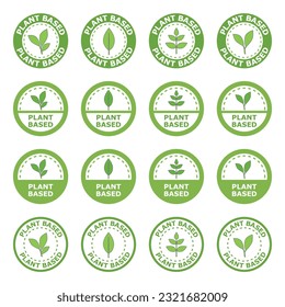 Plant based product label, icon, logo, sign. Vegan, vegetarian food representation.  vector illustration.