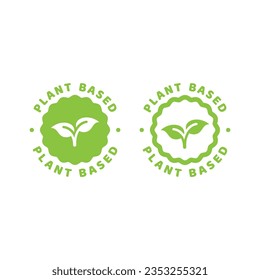 Plant based product vector label. Based on plants sticker or badge.