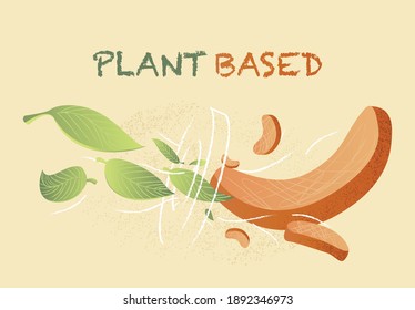 Plant based protein industry. A healthy diet with vegetables transformed into the meat. Banner. Illustration Art