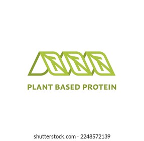 Plant based protein sign. Eating less meat. Alternative protein sources. Healthy lifestyle concept. Graphic pictogram, emblem, icon. Editable vector illustration isolated on a transparent background.