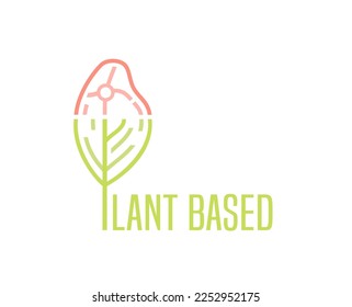 Plant based protein sign. Eating less meat. Alternative protein sources. Healthy lifestyle concept. Graphic pictogram, emblem, icon. Editable vector illustration isolated on a transparent background.