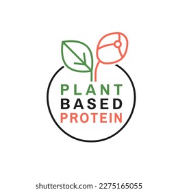 Plant based protein sign. Eating less meat. Alternative protein sources. Healthy lifestyle concept. Graphic pictogram, emblem, icon. Editable vector illustration isolated on a transparent background.