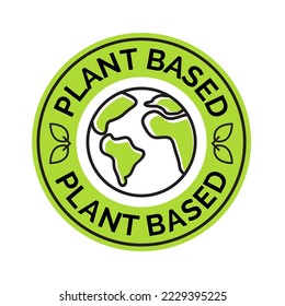 Plant based vegan badge eco icon. Suitable vegetarian symbol logo leaf plant sign