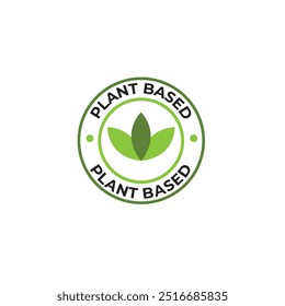 Plant based vegan badge eco icon. Suitable vegetarian symbol logo leaf plant sign