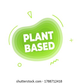 Plant based vegan diet icon sign with modern liquid abstract elements graphic gradient flat style design fluid vector illustration. Vegan, vegetarian suitable symbol logo with green cloud text.