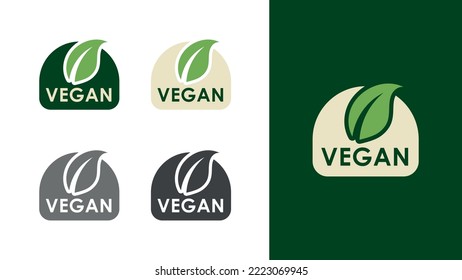 Plant based vegan diet symbols set of 4 color options. Vector illustration. Vegan food typography, posters, website and photography purpose.