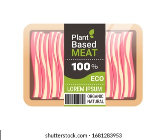 plant based vegetarian bacon beyond meat in packaging organic natural vegan food concept horizontal copy space vector illustration