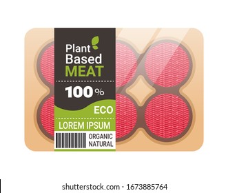 plant based vegetarian burger steaks beyond meat in packaging organic natural vegan food concept horizontal copy space vector illustration