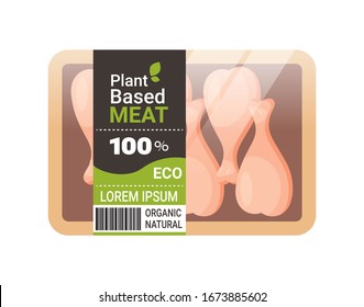 Plant Based Vegetarian Chicken Legs Beyond Meat In Packaging Organic Natural Vegan Food Concept Horizontal Copy Space Vector Illustration