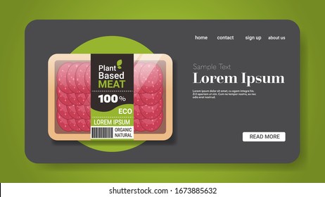 plant based vegetarian salami slices beyond meat in packaging organic natural vegan food concept horizontal copy space vector illustration