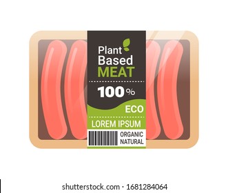 Plant Based Vegetarian Sausages In Packaging Beyond Meat Organic Natural Vegan Food Concept Horizontal Copy Space Vector Illustration