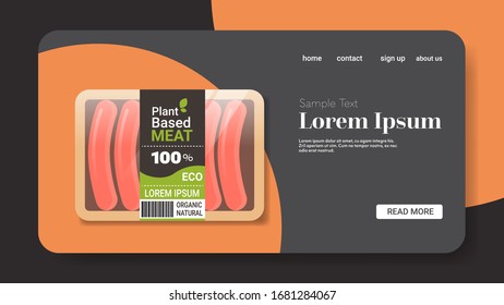 plant based vegetarian sausages in packaging beyond meat organic natural vegan food concept horizontal copy space vector illustration