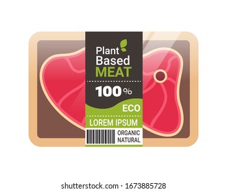 plant based vegetarian steak beyond meat in packaging organic natural vegan food concept horizontal copy space vector illustration