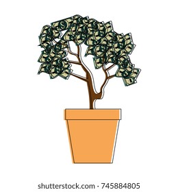 plant with bills dollars
