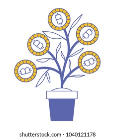 plant with bitcoins icon