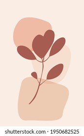 Fondo de patrón de boho vegetal, ilustración abstracta de planta del Boho para diseño de decoración de paredes de vivero, impresión de camisetas, volante de tienda, afiche contemporáneo, etc.
