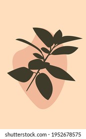 plant boho pattern background. Boho minimalist abstract plant illustration for design nursery wall decor, t shirt print, shop flyer, contemporary poster etc.