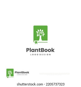 plant book logo design, book combine with tree logo. plant learning logo concept