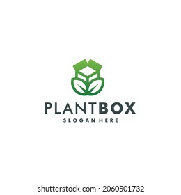 Plant box logo design nature icon vector logotype