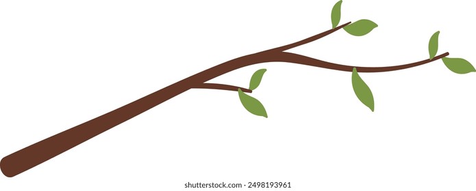 Plant branch with green leaves. Color nature icon