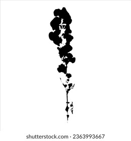 Plant branch imprint. Black silhouette of botanical element. Vector illustartion. 