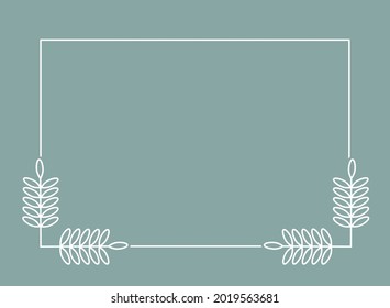 Plant branch in a rectangular frame, with place for text for posters, cards, invitations and creative designs. Flat style