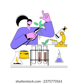 Plant breeding isolated cartoon vector illustrations. Farmer deals with plant breeding, seedling and gardening season preparation, agribusiness worker, agricultural input sector vector cartoon.