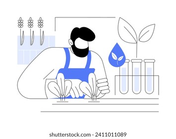 Plant breeding isolated cartoon vector illustrations. Farmer deals with plant breeding, seedling and gardening season preparation, agribusiness worker, agricultural input sector vector cartoon.