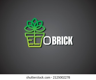 vector de logotipo de plantas y ladrillos