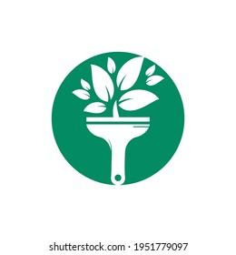 Plant brush vector logo paint. Garden renovate vector logo concept.