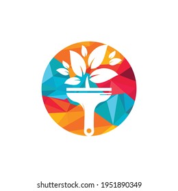 Plant brush vector logo paint. Garden renovate vector logo concept.