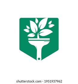 Pintura del logotipo vectorial del pincel vegetal. Renovar el concepto de logotipo vectorial.