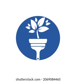 Pflanze Pinsel, Vektorlogo Farbe. Garden renovieren Vektorlogo Konzept.	