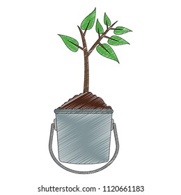 Plant in bucket scribble