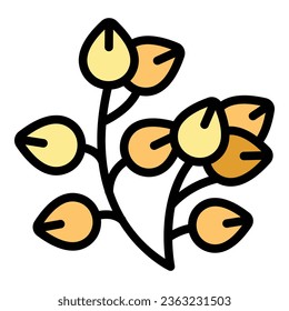 Plant buckwheat icon outline vector. Seed stem. Flower cereal color flat