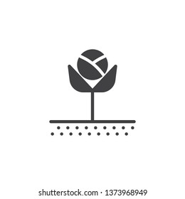 Plant bud and leaves vector icon. filled flat sign for mobile concept and web design. Spring flower glyph icon. Outdoors symbol, logo illustration. Pixel perfect vector graphics