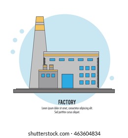 Plant building chimney factory industry icon. Circle isolated and Colorfull illustration. Vector graphic