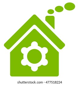 Plant Building icon. Vector style is flat iconic symbol, eco green color, white background.