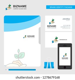 Plant  Business Logo, File Cover Visiting Card and Mobile App Design. Vector Illustration