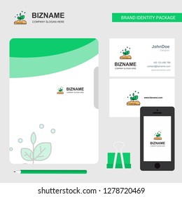 Plant Business Logo, File Cover Visiting Card and Mobile App Design. Vector Illustration