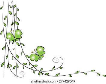 plant with butterfly background